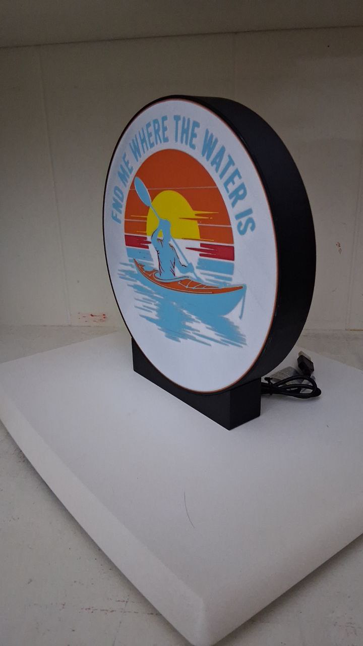 Kayaking Blue LED light box – custom 3D printed – Lit Layer Creations
